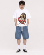 Mockup Boxy Heavyweight Tee White male full-body 23