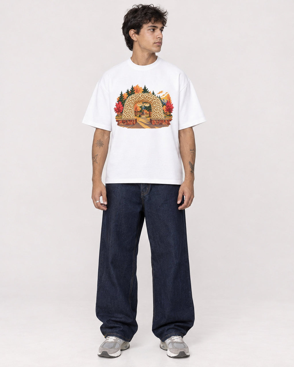 Mockup Boxy Heavyweight Tee White male full-body 06