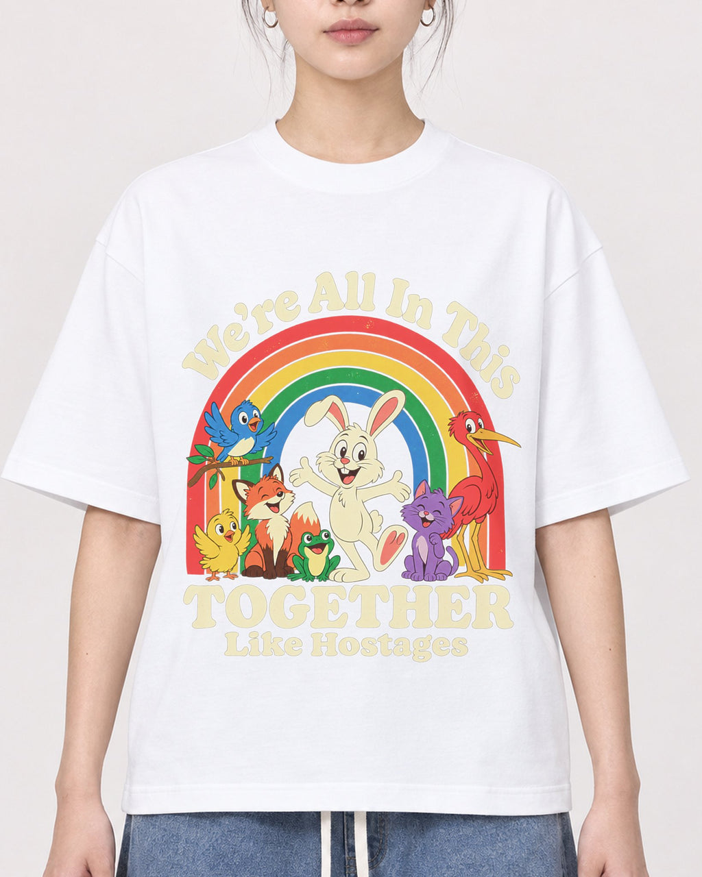 Mockup Boxy Heavyweight Tee White female close-up 41