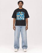 Mockup Boxy Heavyweight Tee Black male full-body 05
