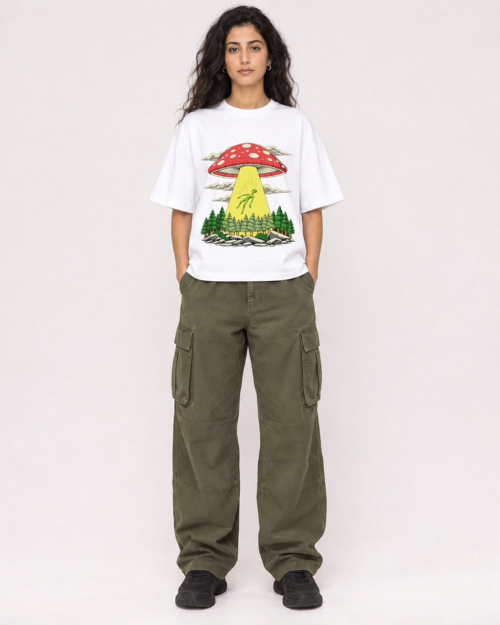 Mockup Boxy Heavyweight Tee White female full-body 07