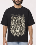 Mockup Boxy Heavyweight Tee Black male close-up 17