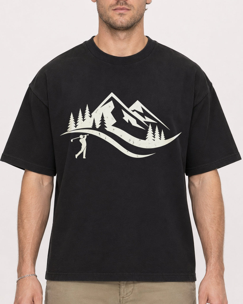 Mockup Boxy Heavyweight Tee Black male close-up 08