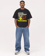 Mockup Boxy Heavyweight Tee Black male full-body 14