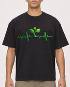 Mockup Boxy Heavyweight Tee Black male close-up 20