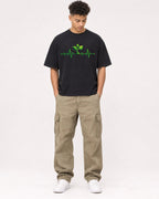 Mockup Boxy Heavyweight Tee Black male full-body 20