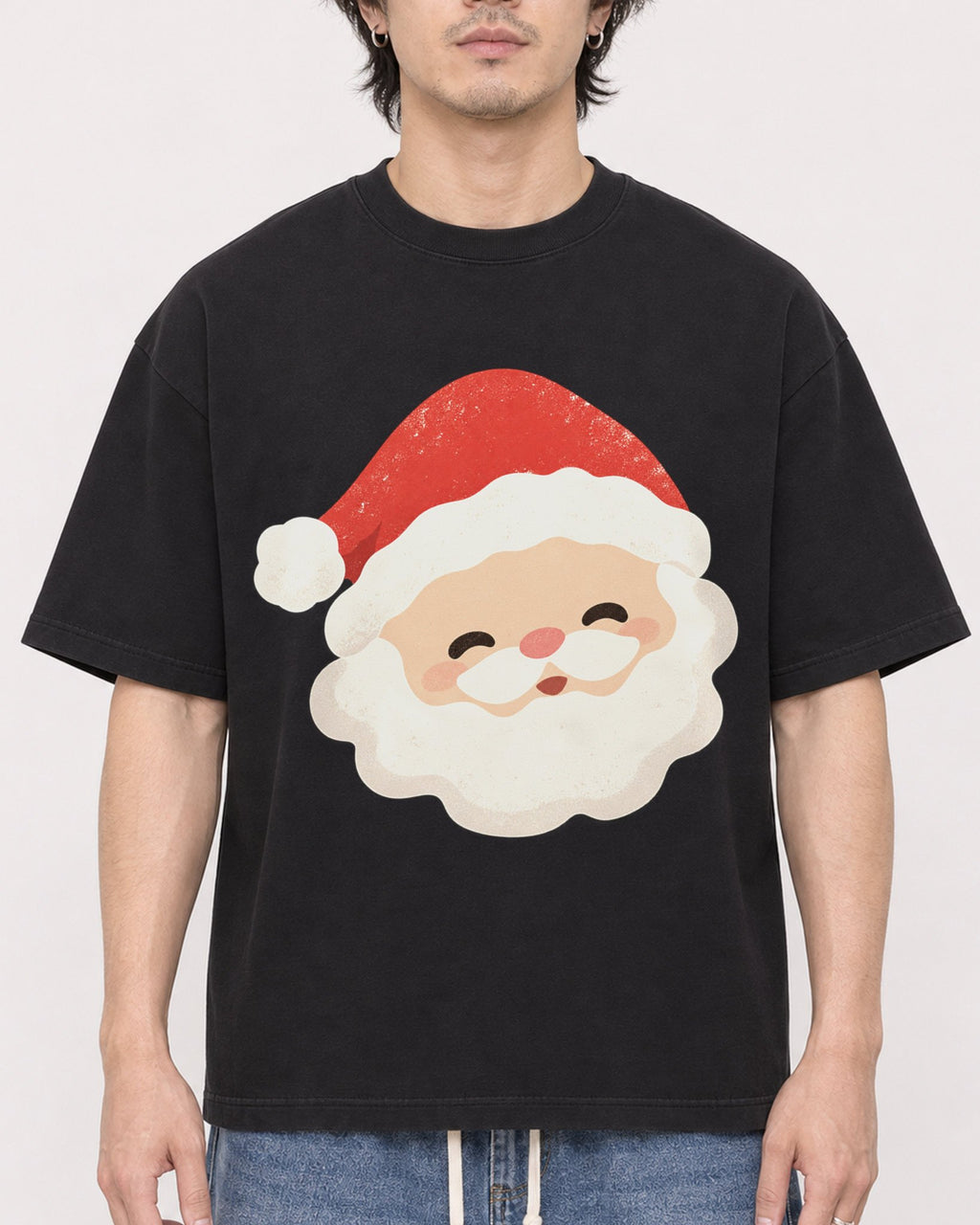 Mockup Boxy Heavyweight Tee Black male close-up 03