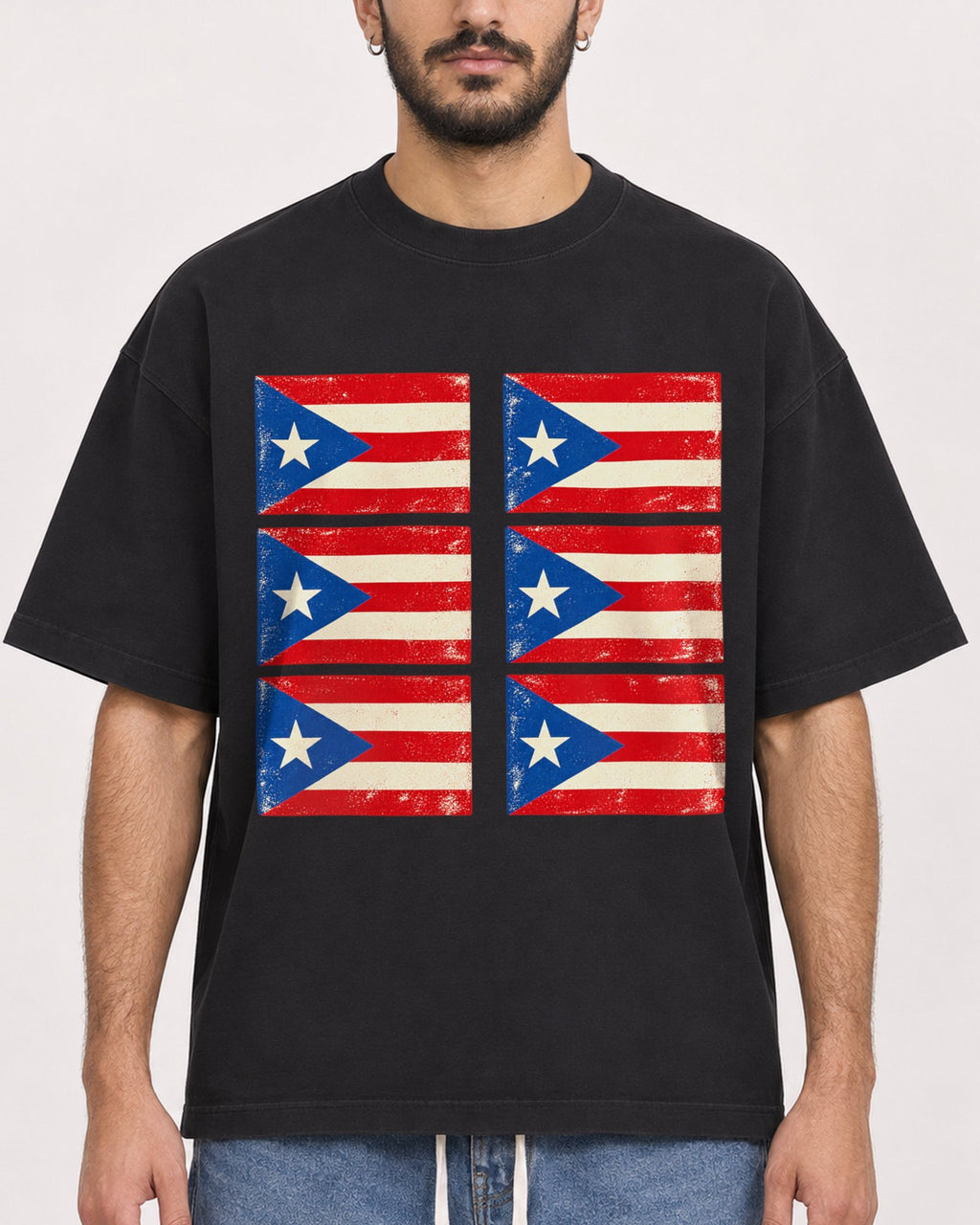 Mockup Boxy Heavyweight Tee Black male close-up 07