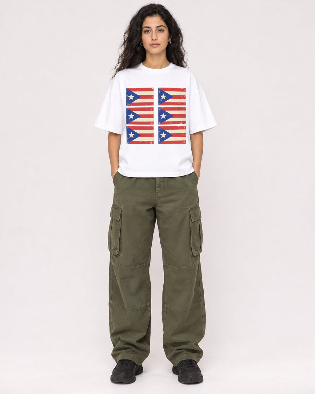 Mockup Boxy Heavyweight Tee White female full-body 07