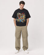 Mockup Boxy Heavyweight Tee Black male full-body 48