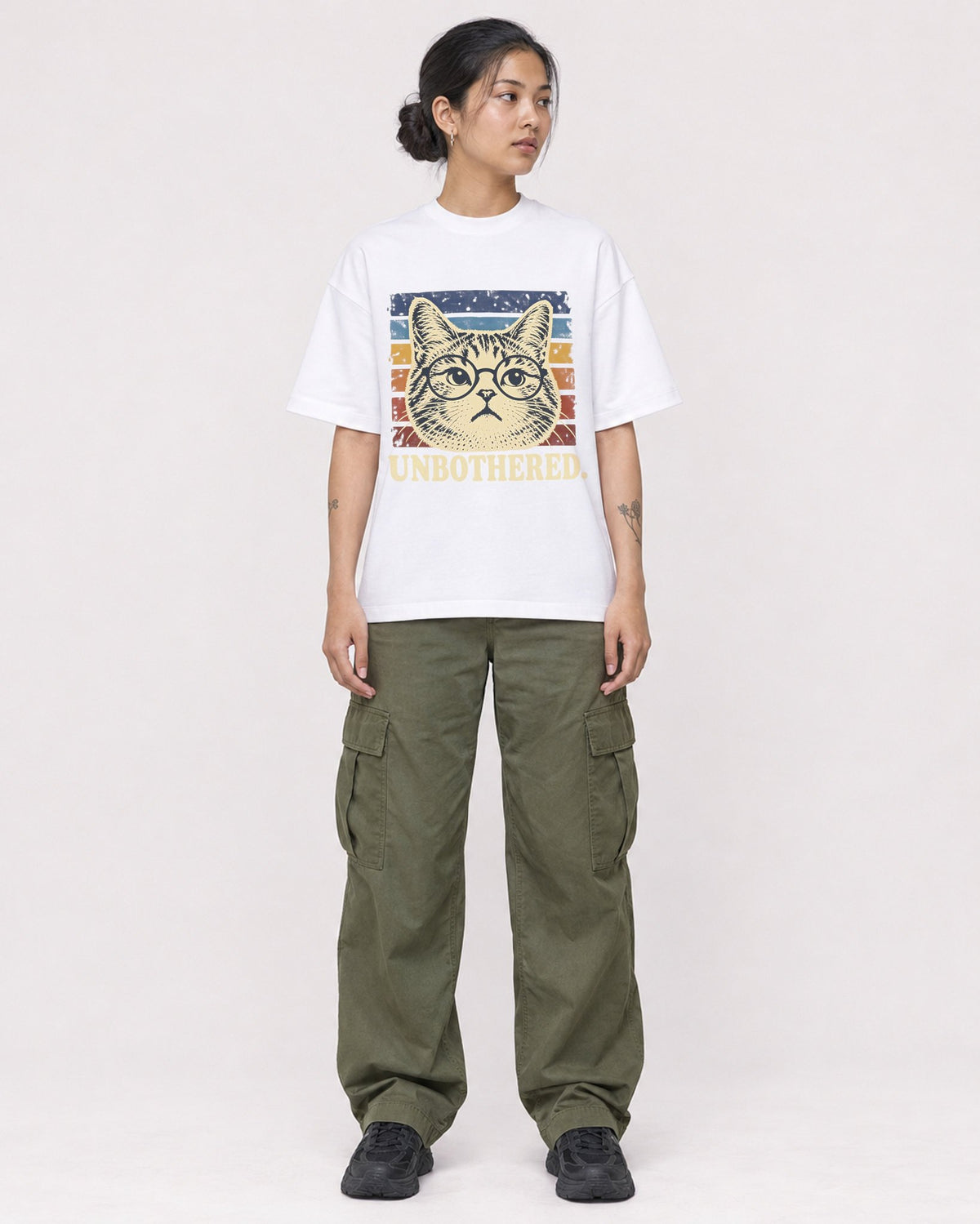 Mockup Boxy Heavyweight Tee White female full-body 12