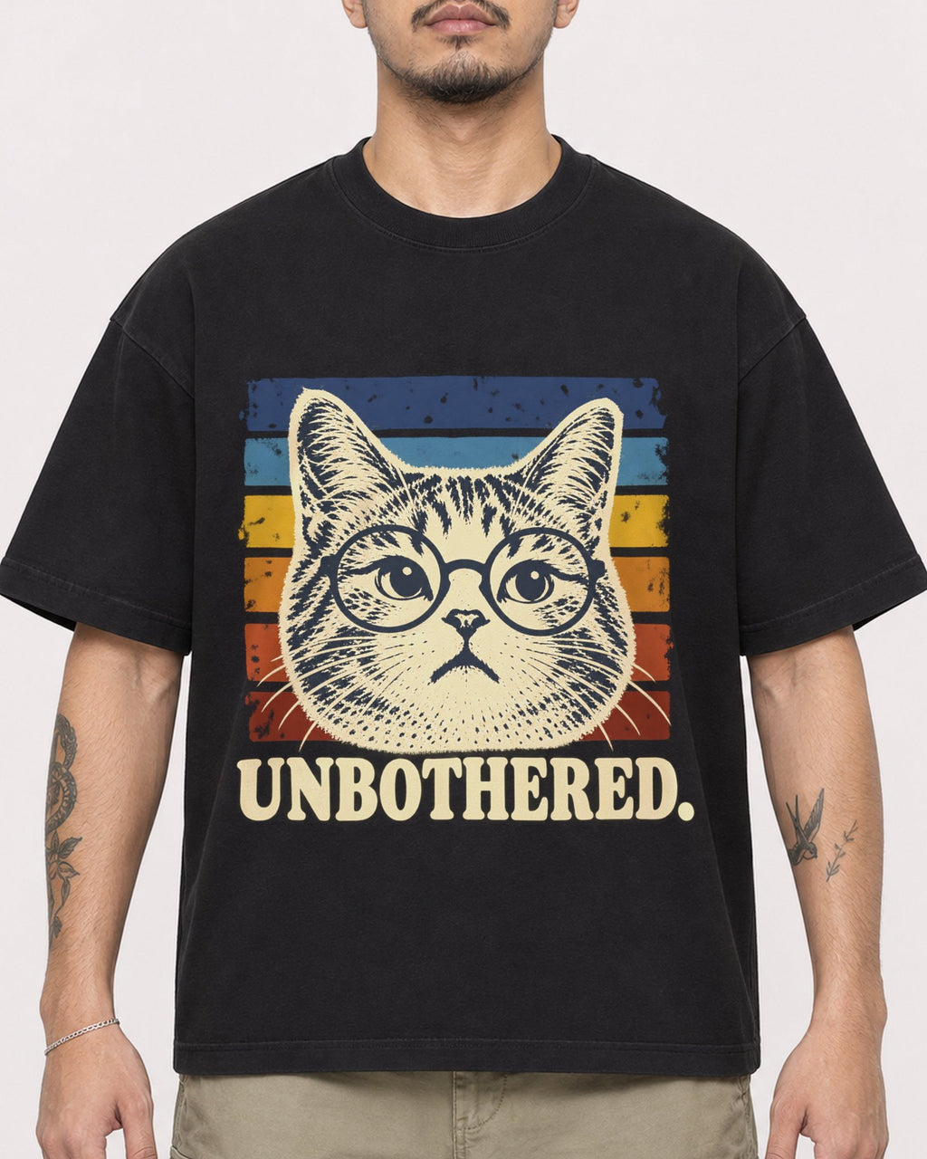Mockup Boxy Heavyweight Tee Black male close-up 12