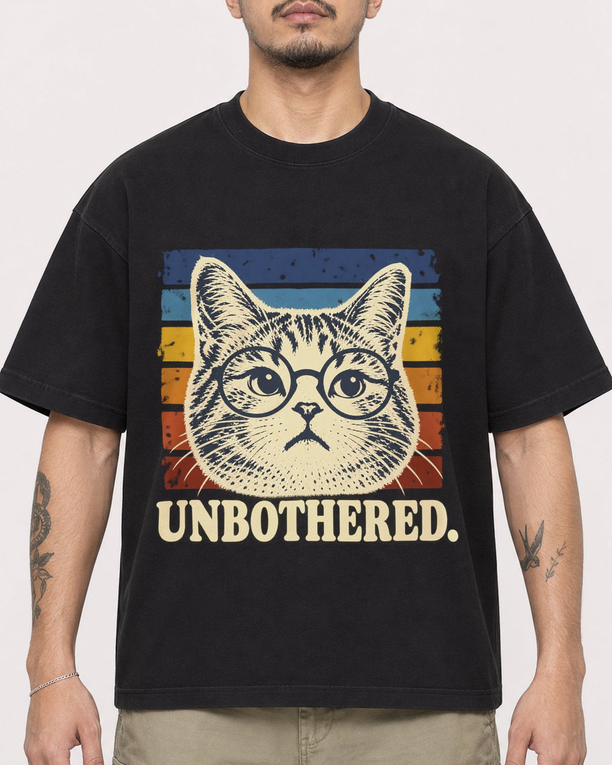 Mockup Boxy Heavyweight Tee Black male close-up 12