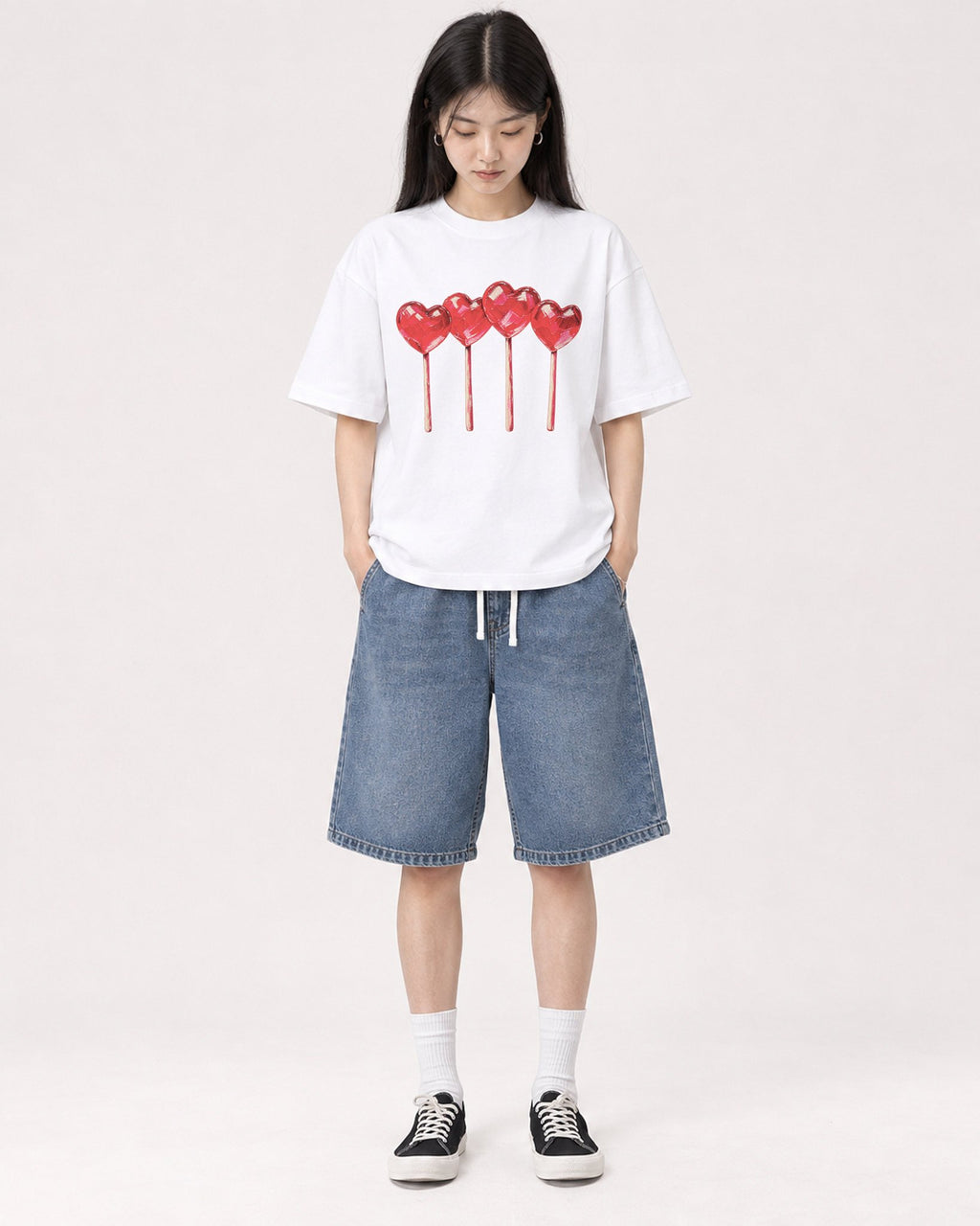Mockup Boxy Heavyweight Tee White female full-body 01
