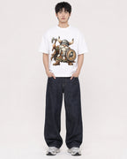 Mockup Boxy Heavyweight Tee White male full-body 01