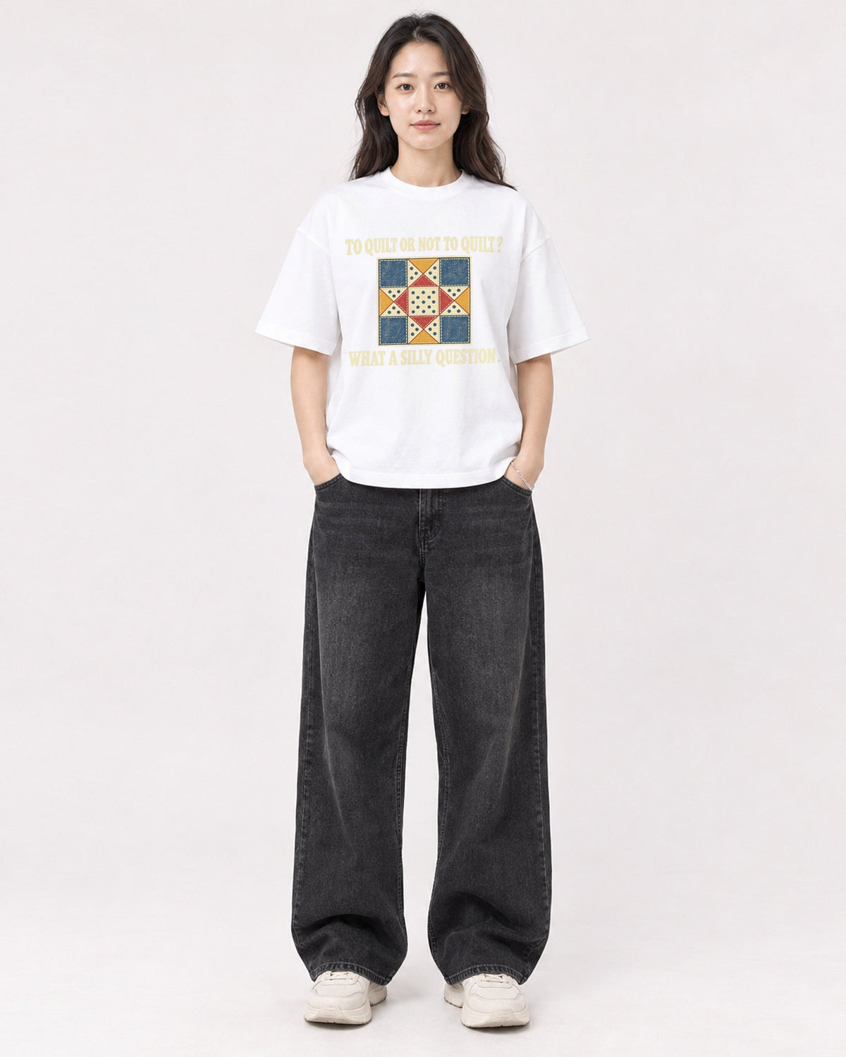 Mockup Boxy Heavyweight Tee White female full-body 03