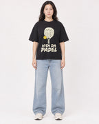 Mockup Boxy Heavyweight Tee Black female full-body 03