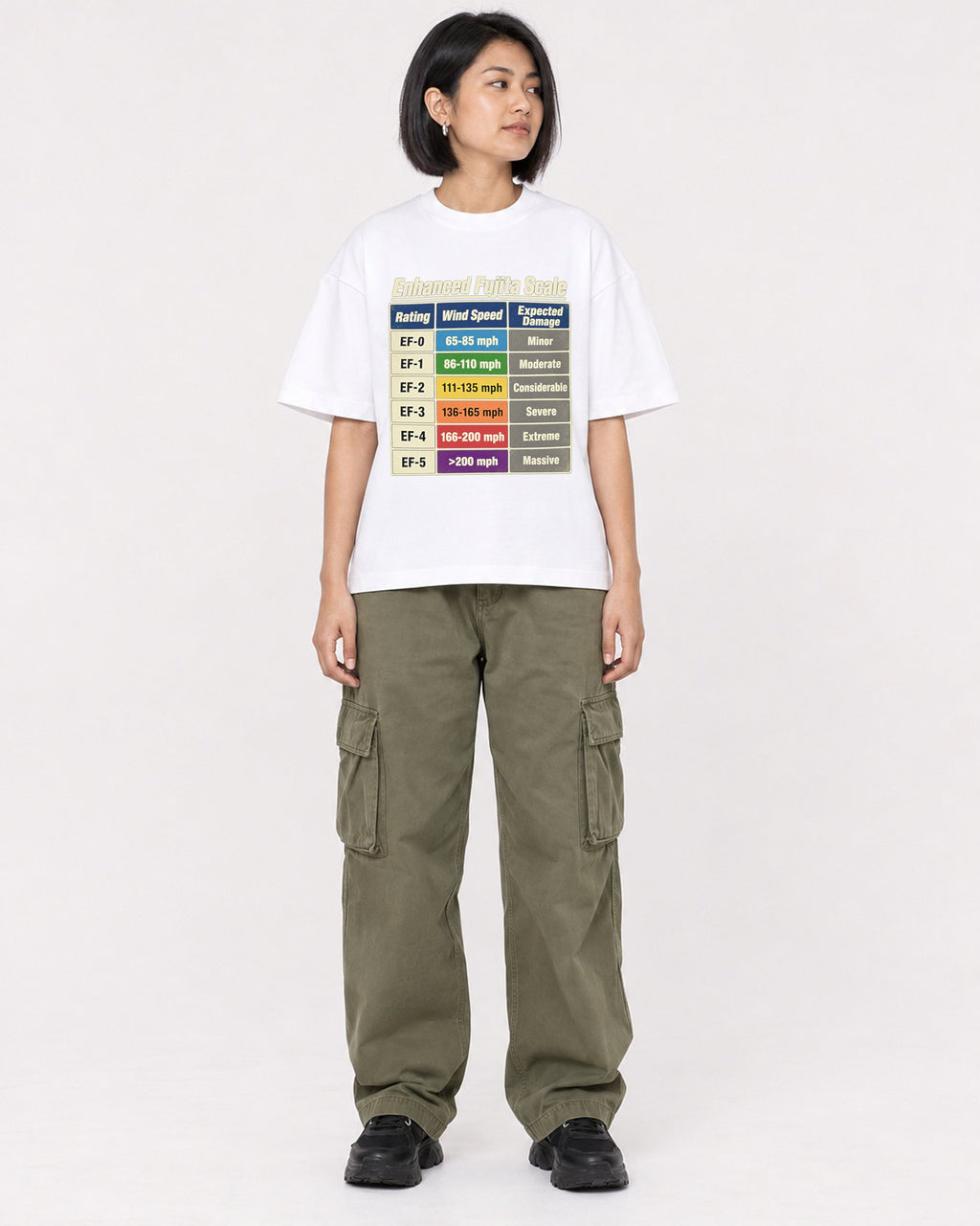 Mockup Boxy Heavyweight Tee White female full-body 32