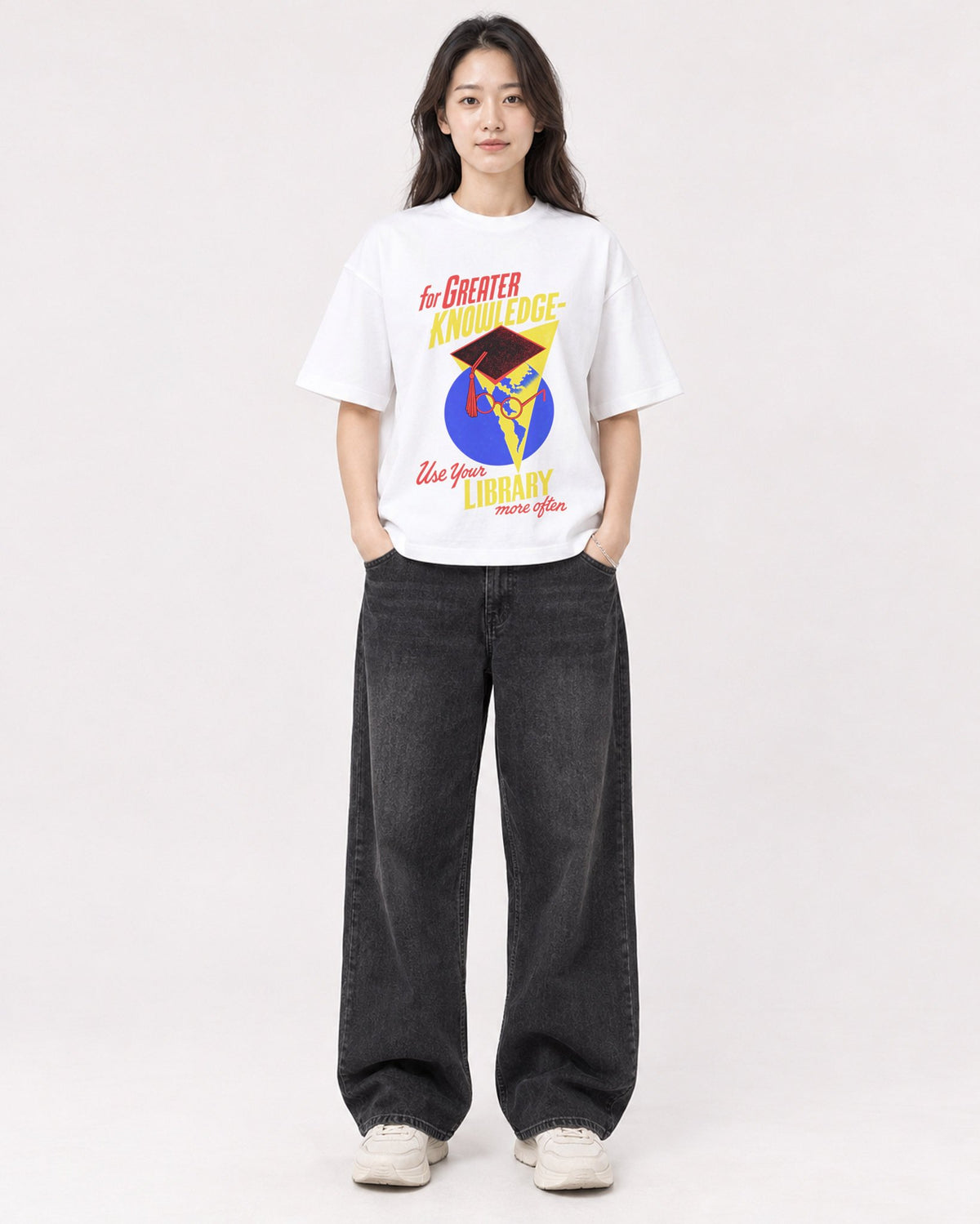 Mockup Boxy Heavyweight Tee White female full-body 03