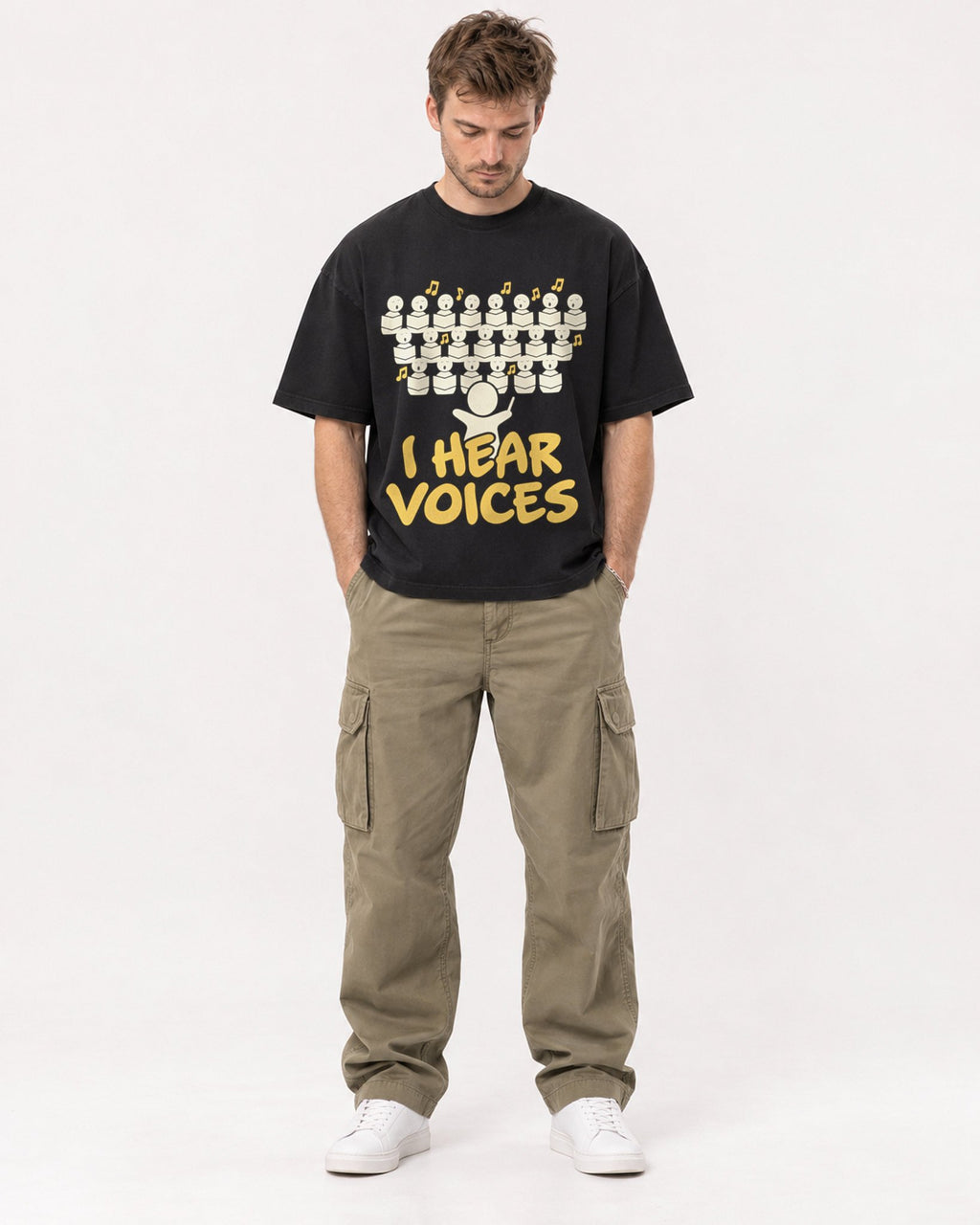 Mockup Boxy Heavyweight Tee Black male full-body 08