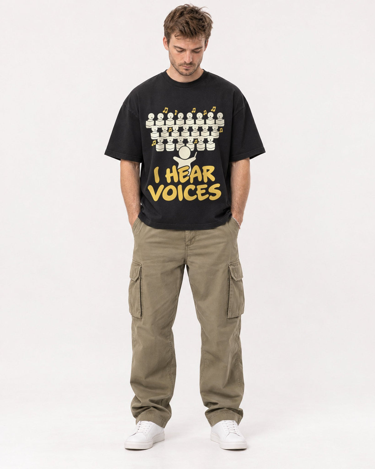 Mockup Boxy Heavyweight Tee Black male full-body 08
