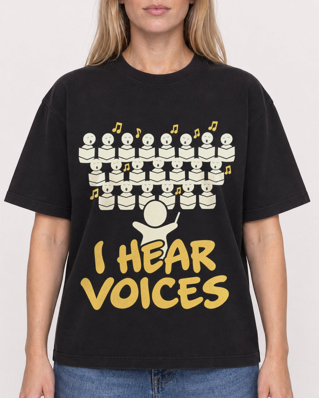 Mockup Boxy Heavyweight Tee Black female close-up 08