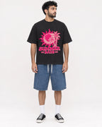 Mockup Boxy Heavyweight Tee Black male full-body 07