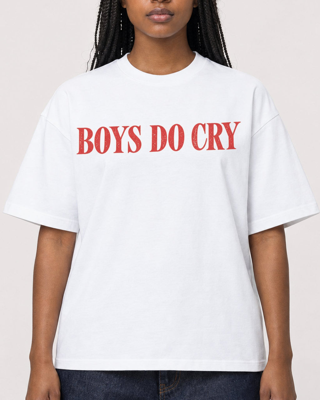 Mockup Boxy Heavyweight Tee White female close-up 04