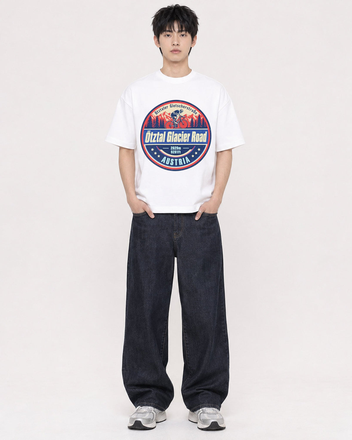 Mockup Boxy Heavyweight Tee White male full-body 01