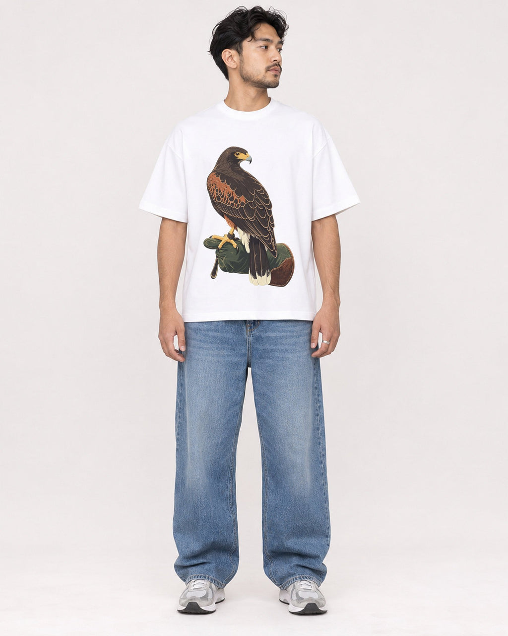 Mockup Boxy Heavyweight Tee White male full-body 02