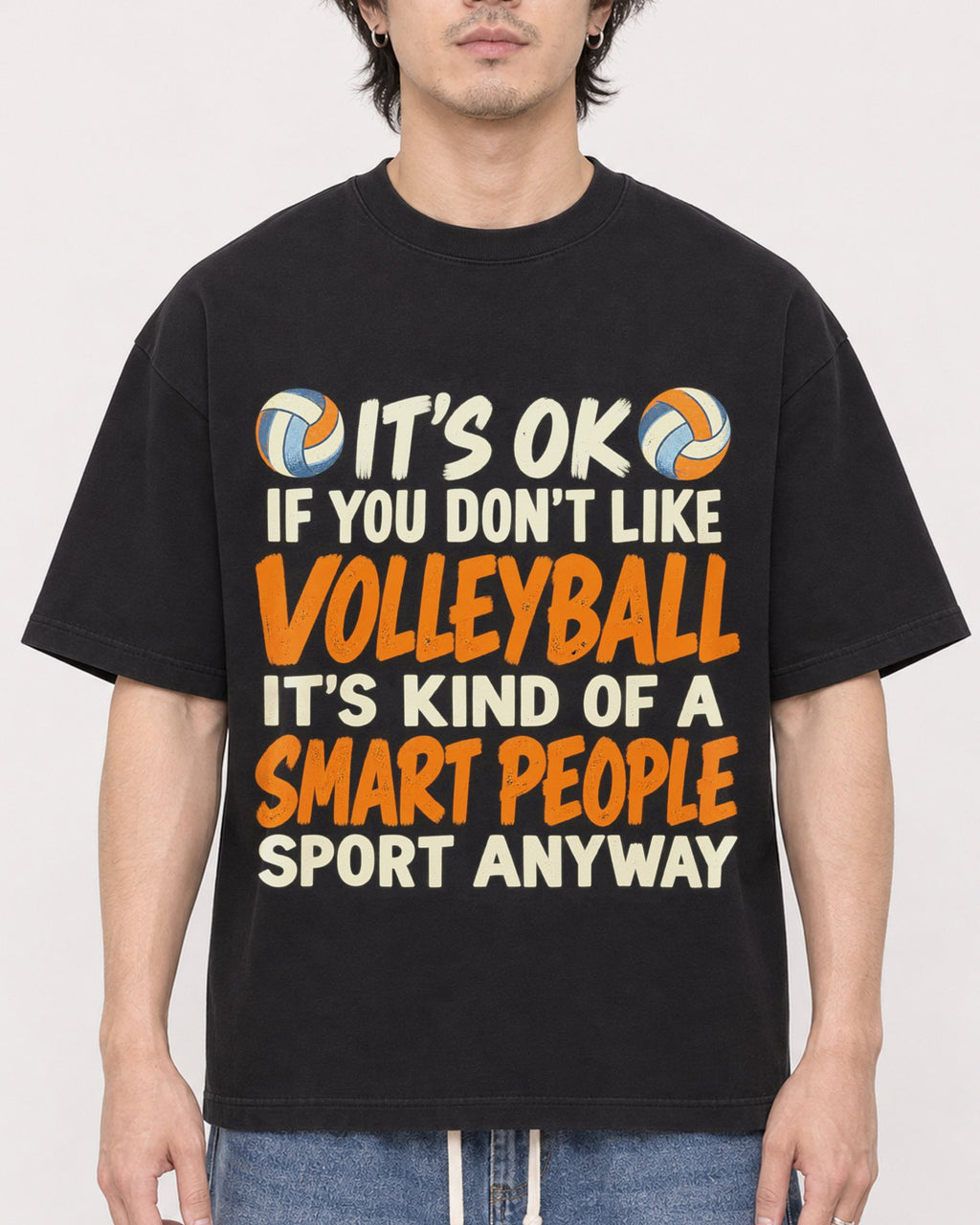 Mockup Boxy Heavyweight Tee Black male close-up 03