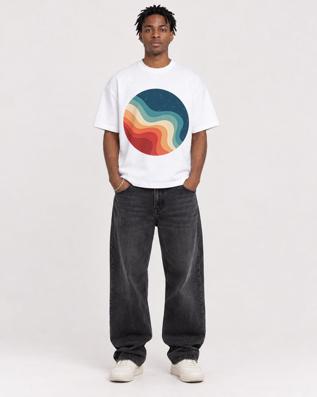 Mockup Boxy Heavyweight Tee White male full-body 05
