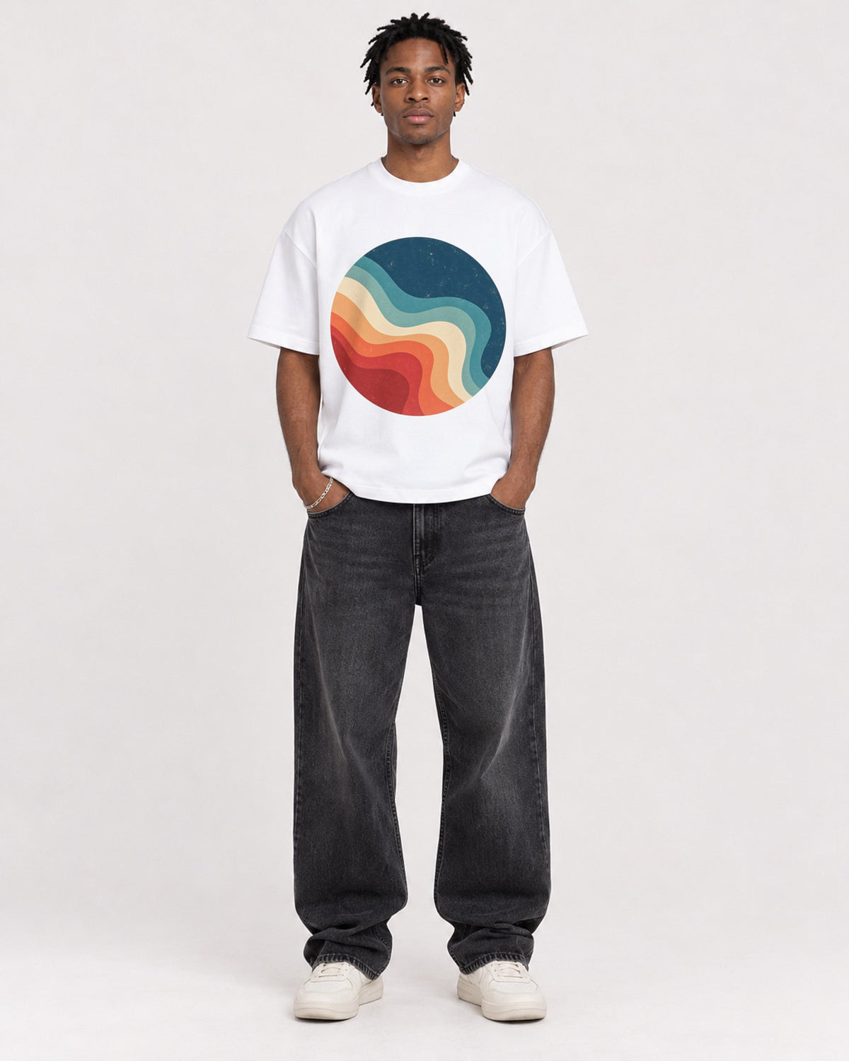 Mockup Boxy Heavyweight Tee White male full-body 05
