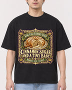 Mockup Boxy Heavyweight Tee Black male close-up 13