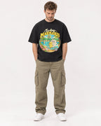 Mockup Boxy Heavyweight Tee Black male full-body 08