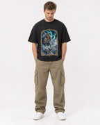 Mockup Boxy Heavyweight Tee Black male full-body 08