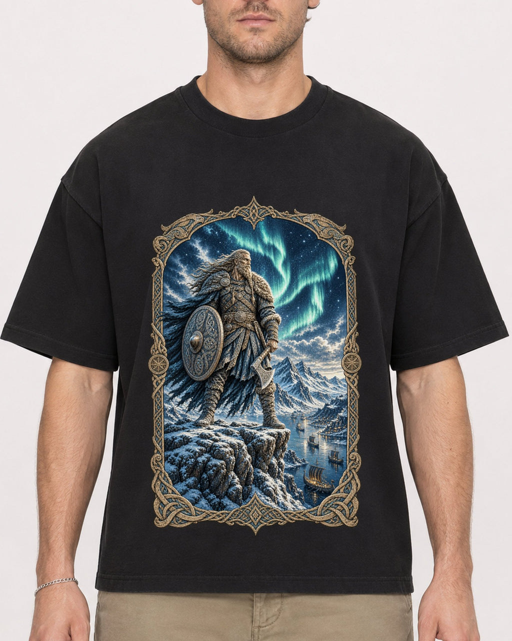 Mockup Boxy Heavyweight Tee Black male close-up 08