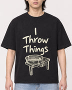 Mockup Boxy Heavyweight Tee Black male close-up 41