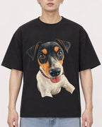 Mockup Boxy Heavyweight Tee Black male close-up 01