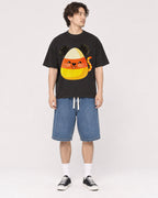 Mockup Boxy Heavyweight Tee Black male full-body 03