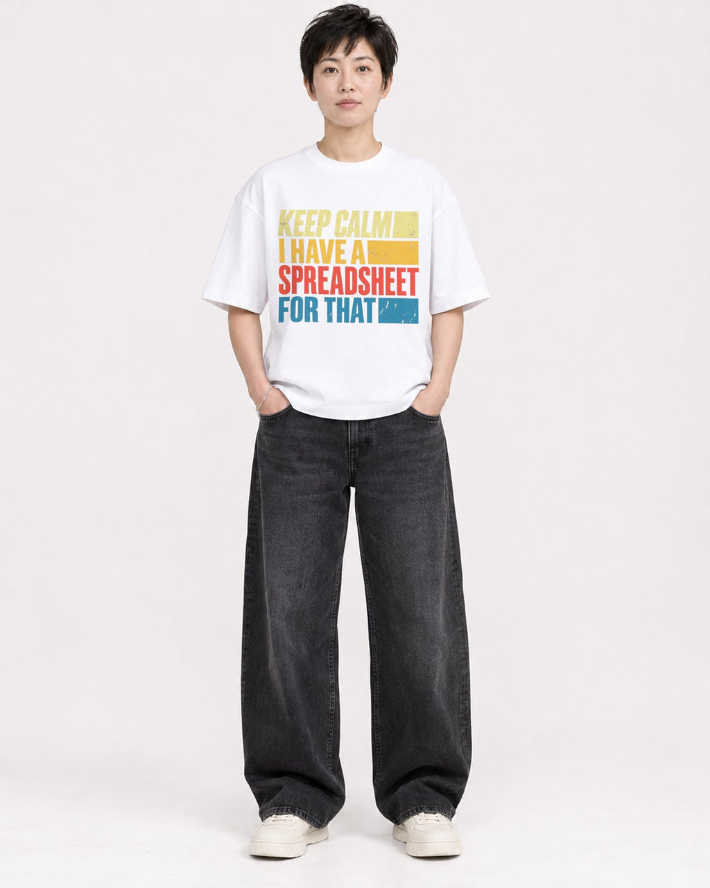Mockup Boxy Heavyweight Tee White female full-body 23
