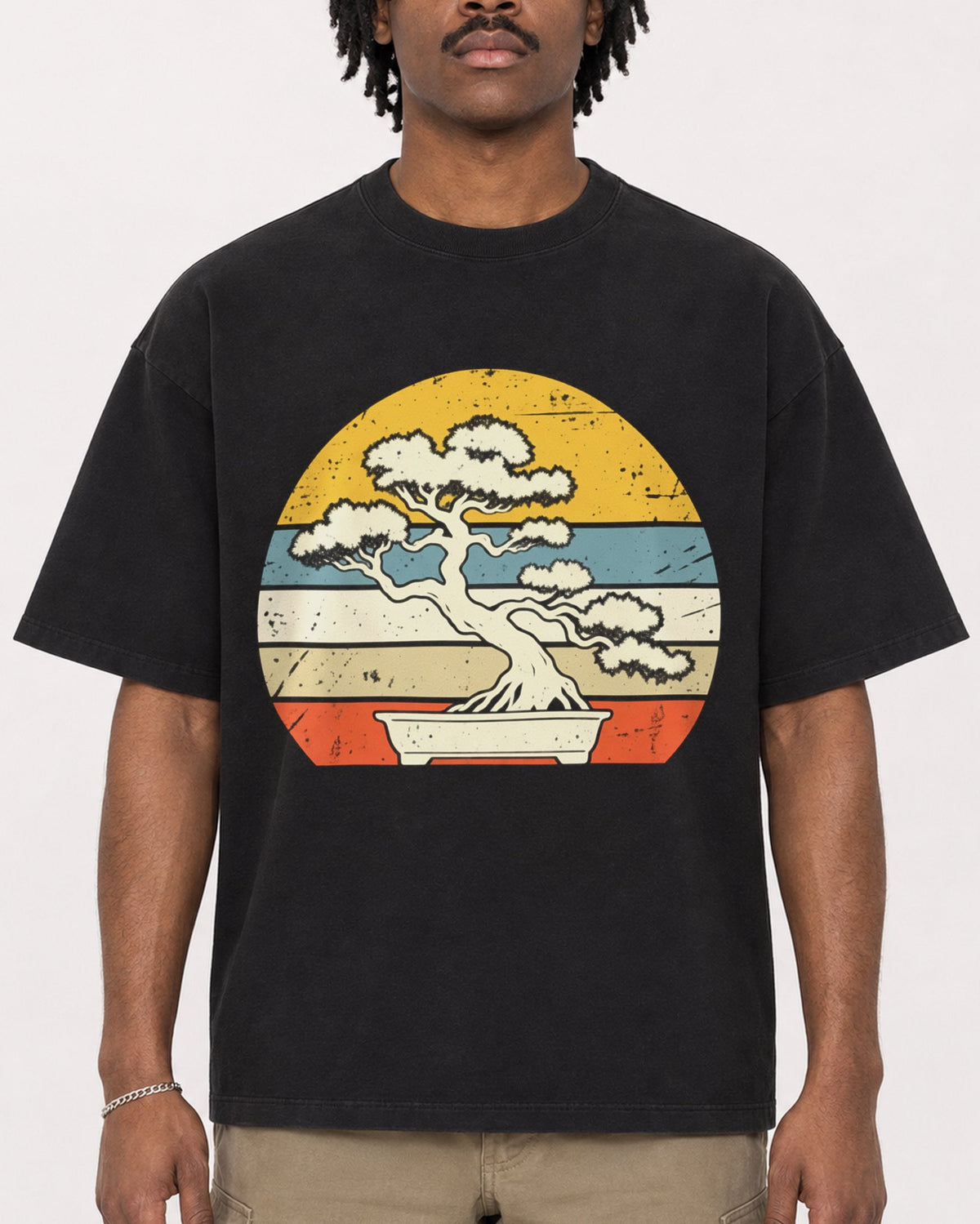 Mockup Boxy Heavyweight Tee Black male close-up 04