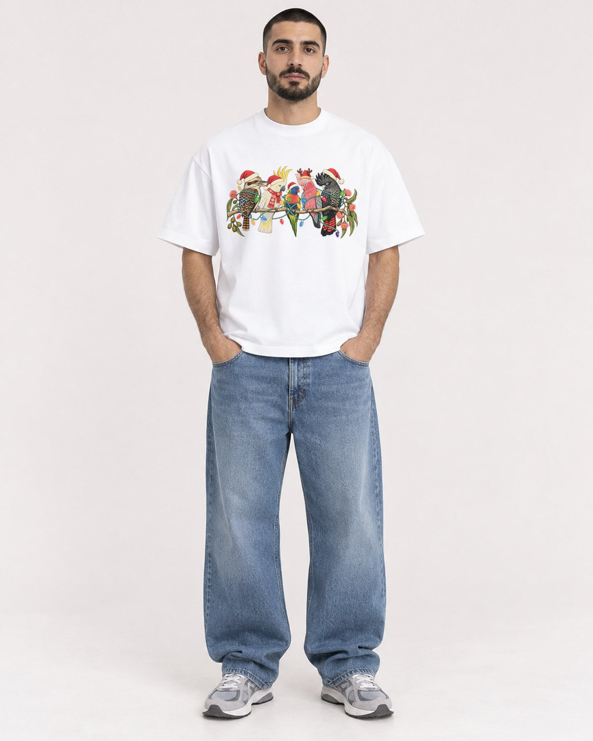 Mockup Boxy Heavyweight Tee White male full-body 37