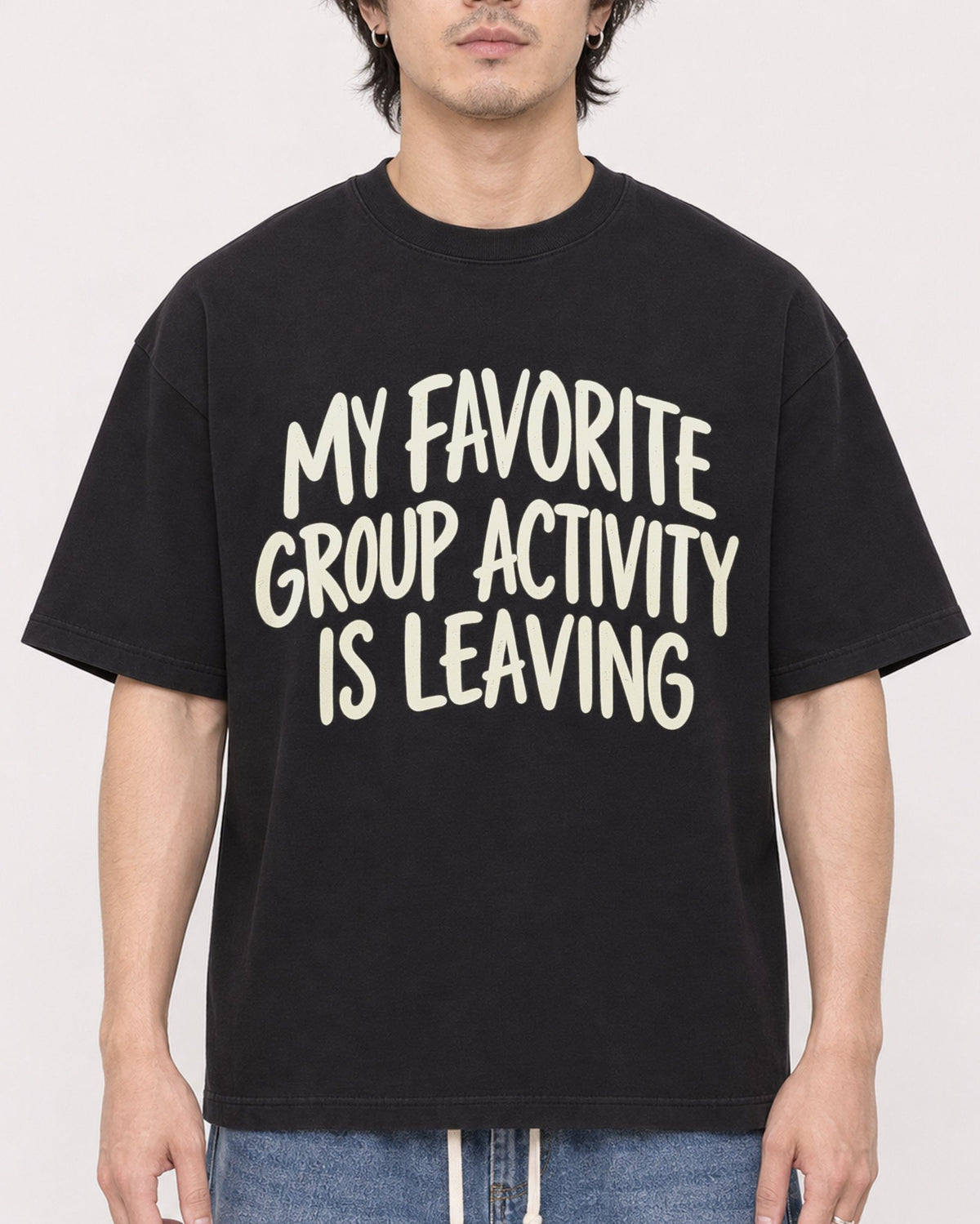 Mockup Boxy Heavyweight Tee Black male close-up 03