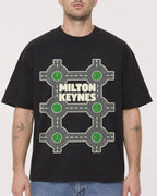 Mockup Boxy Heavyweight Tee Black male close-up 18