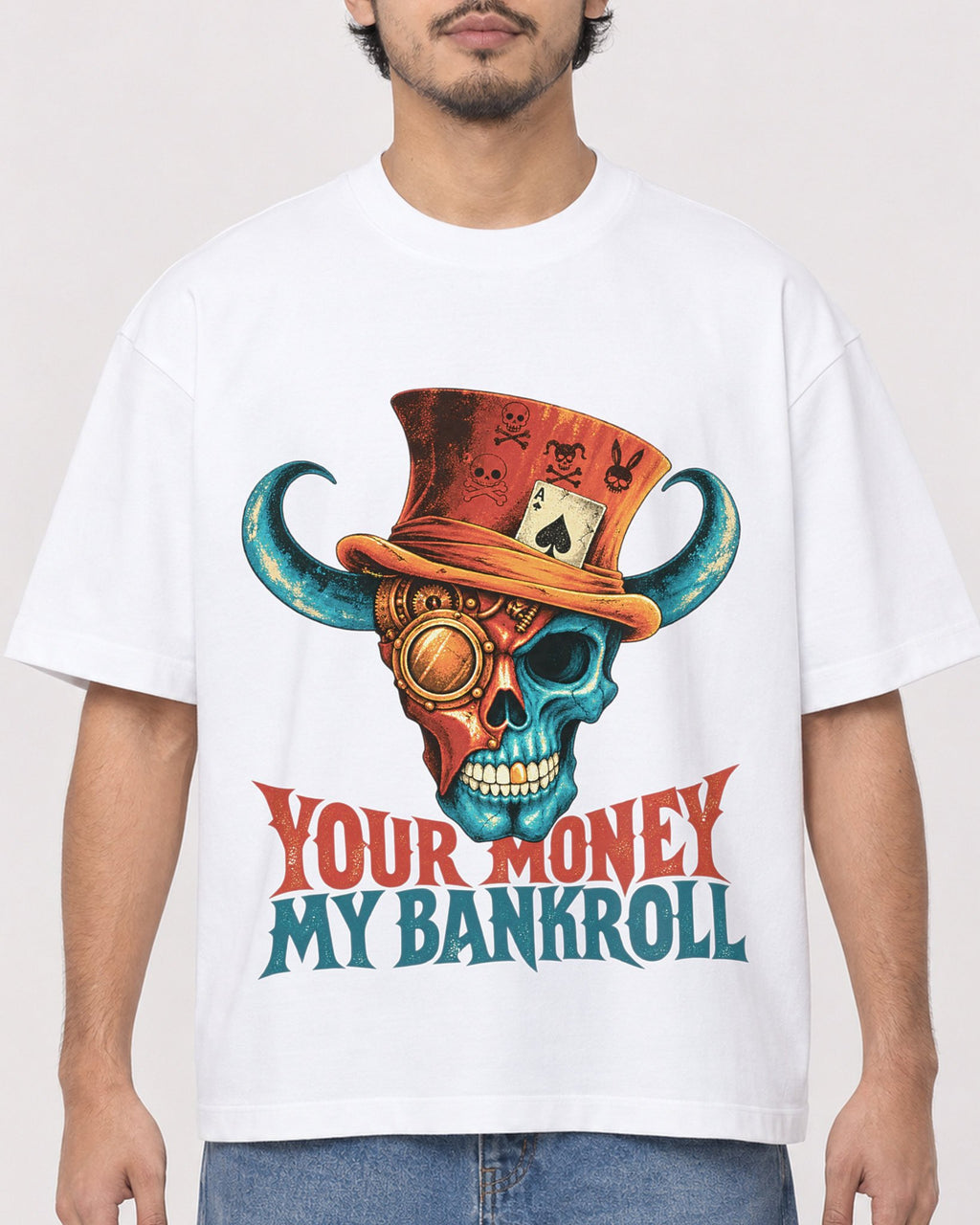 Mockup Boxy Heavyweight Tee White male close-up 02