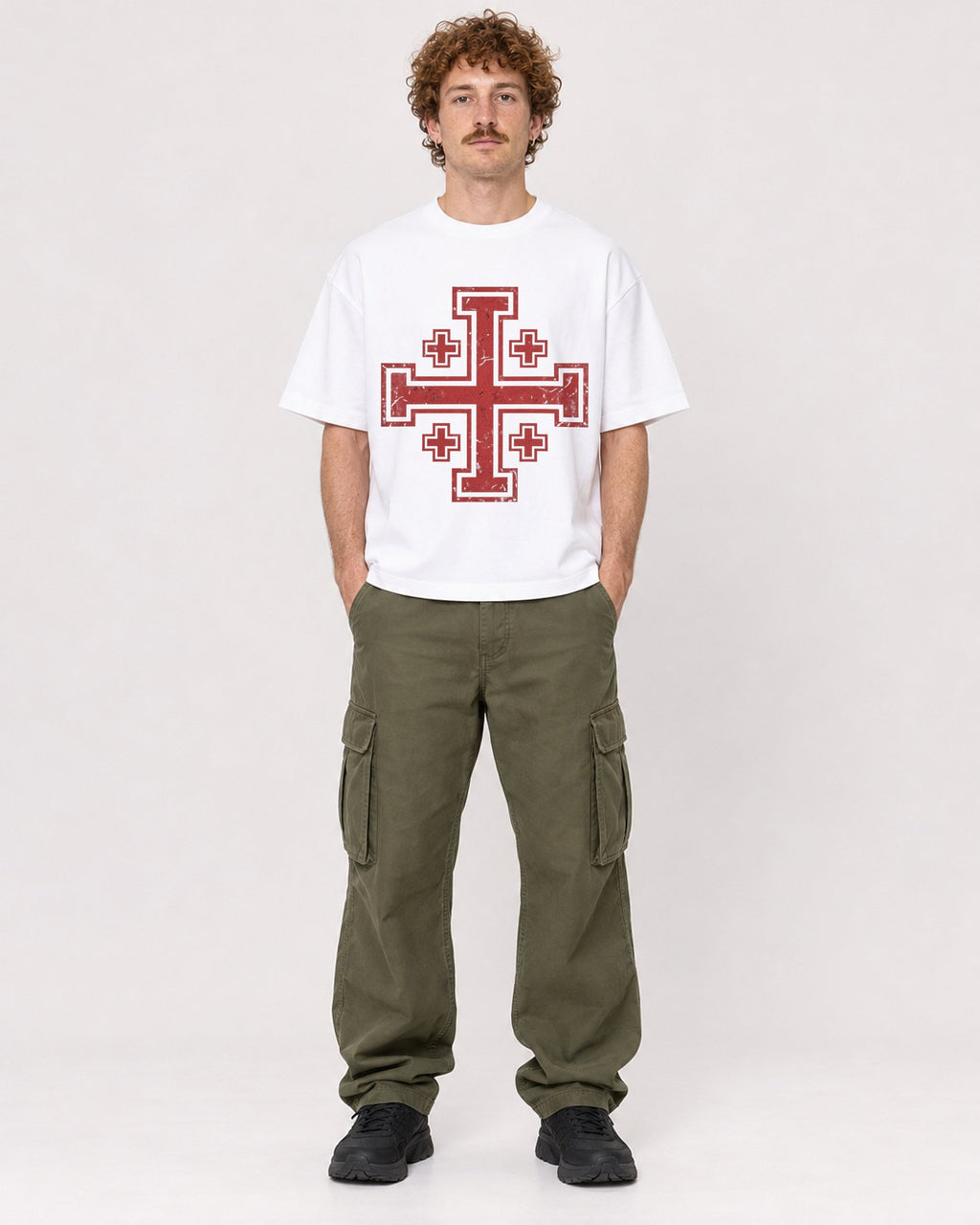 Mockup Boxy Heavyweight Tee White male full-body 09