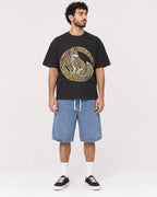 Mockup Boxy Heavyweight Tee Black male full-body 27
