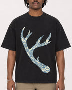 Mockup Boxy Heavyweight Tee Black male close-up 04