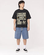 Mockup Boxy Heavyweight Tee Black male full-body 23
